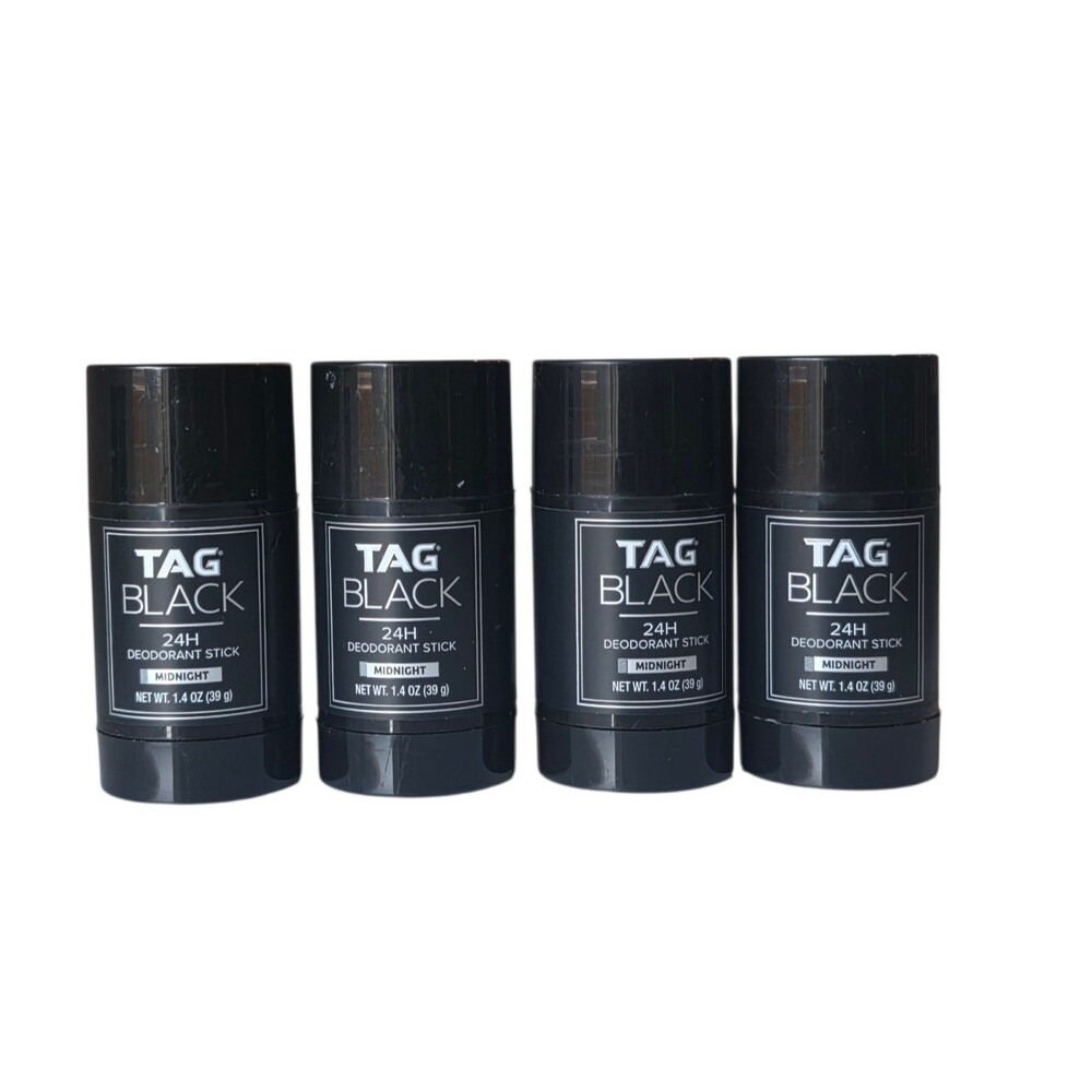 Tag Black Midnight 24 Hour Deodorant Stick 1.4oz. Lot Of 4